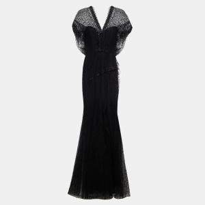 Roland Mouret Black Dotted Tulle Gown M (UK 12)