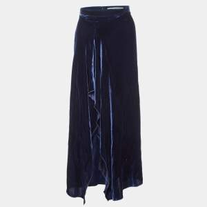 Roland Mouret Navy Blue Velvet Haxby Midi Skirt M