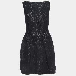 Roland Mouret Black Woodgrain Jacquard Mini Dress M