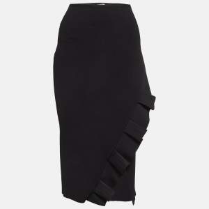 Roland Mouret  Black Knit Ruffled Pencil Skirt S