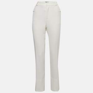 Roland Mouret X Net a Porter Off-White Crepe Straight Leg Trousers M