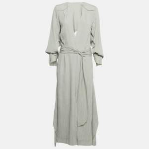 Roland Mouret Green Textured Silk Maxi Dress M