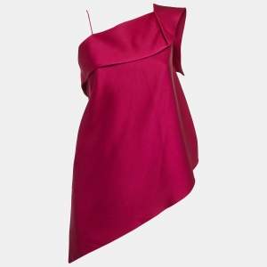 Roland Mouret Purple Crepe Asymmetrical Hem One Shoulder Top M