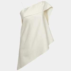 Roland Mouret Purple Satin Asymmetrical Hem One Shoulder Top M