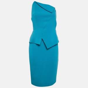 Roland Mouret Blue Wool Off-Shoulder Short Dress M