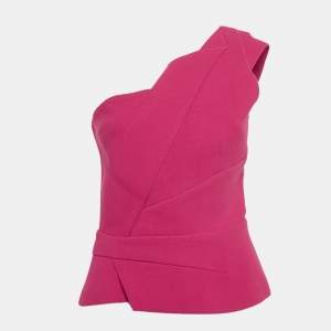 Roland Mouret Pink Wool One-Shoulder Top M
