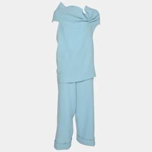 Roland Mouret Light Blue Wool Top and Pants Set M
