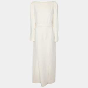Roland Mouret Cream Crepe Long Sleeve Dress XL