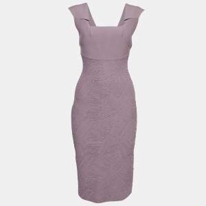 Roland Mouret Purple Textured Knit Sleeveless Bodycon Dress M