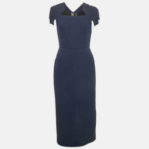 Roland Mouret Blue Wool Sheath Dress M