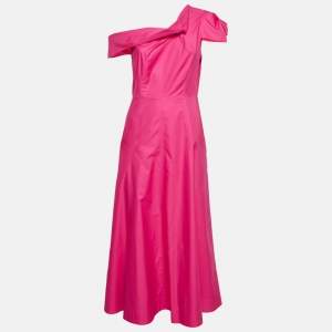 Roland Mouret Pink Cotton One-Shoulder Long Dress M