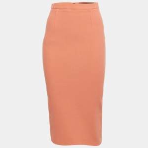 Pre Owned Roland Mouret Orange Wool Pencil Skirt M