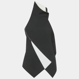 Pre Owned Roland Mouret Monochrome Halter Neck One Shoulder Scarf Top M
