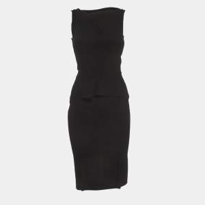 Pre Owned Roland Mouret Black Crepe Asymmetric Sheath Dress XS