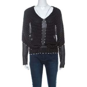 Roland Mouret Black Alpaca Weave Knit Charp Cape Overlay Top M