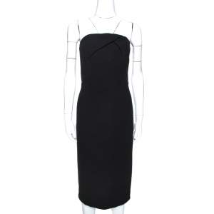Roland Mouret Black Wool Crepe Strapless Sheath Dress L