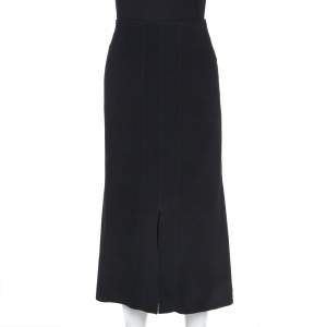 Pre Owned Roland Mouret Black Crepe Slit Detail Skirt XL 