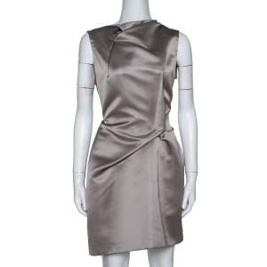 Roland Mouret Limited Edition Taupe Satin Zonda Mini Dress L 