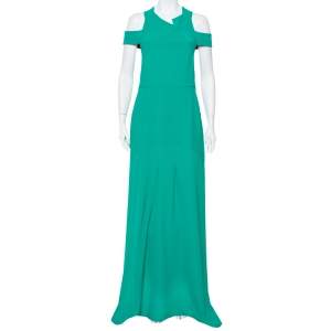 Roland Mouret Green Crepe Cut-Out Detail Cold Shoulder Long Dress XL