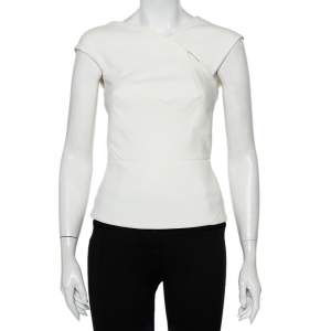 Roland Mouret White Crepe Cutout Detail Panelled Florence Top S