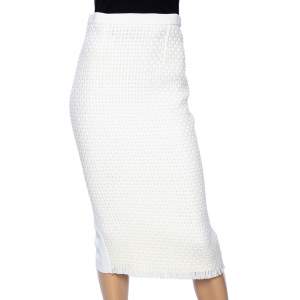 Roland Mouret White Lattice Weave Arreton Pencil Skirt M