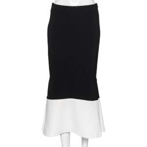 Roland Mouret Black Crepe Contrast Paneled Midi Skirt M