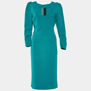 Pre Owned Roland Mouret Blue Crepe Zip Closure Dress L