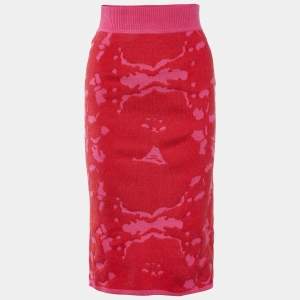 Pre Owned Roland Mouret Pink Cotton Knit Midi Skirt M