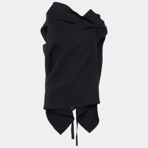 Pre Owned Roland Mouret Black Wool Asymmetric Draped Eugene Top L