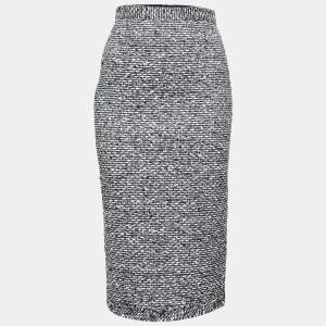Roland Mouret Monochrome Tweed Midi Skirt S