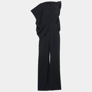 Roland Mouret Black Crepe Asymmetric Draped Jumpsuit M