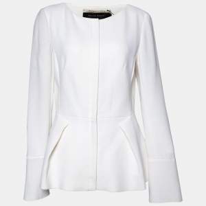 Roland Mouret White Crepe Zip Front Jacket M