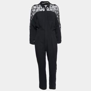 Roland Mouret Black Crepe Paneled Jumpsuit M