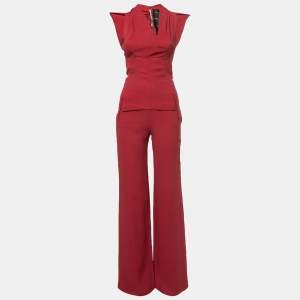 Roland Mouret Burgundy Crepe Verona Jumpsuit XS