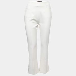 Roland Mouret White Crepe Flared Leg Trousers M