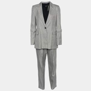 Roland Mouret Grey Houndstooth Wool & Silk Pant Suit M