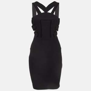 Roland Mouret Black Stretch Crepe Cutout Mini Dress S 