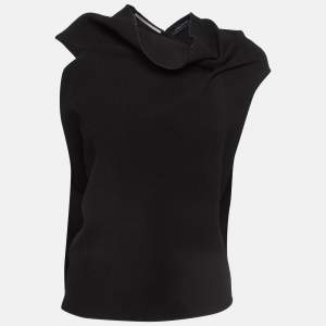 Roland Mouret Black Wool Asymmetric Draped Top M