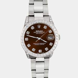 Rolex Custom Chocolate  2.1ct Diamonds Stainless Steel Datejust  Automatic Women's Wristwatch 31mm