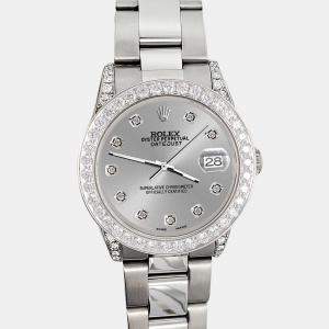 Rolex Custom Silver 2.1ct Diamonds Stainless Steel Datejust  Automatic Women's Wristwatch 31mm