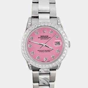 Rolex Custom Hot Pink 2.1ct Diamonds Stainless Steel Datejust  Automatic Women's Wristwatch 31mm