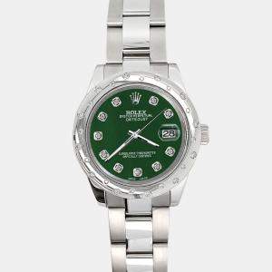 Rolex Custom Forest Green  Diamonds Stainless Steel Datejust 178240 Automatic Women's Wristwatch 31mm
