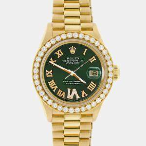 Rolex Custom Green  18K Yellow Gold Stainless Steel President DatejustAutomatic Women's Wristwatch 26mm