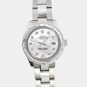 Rolex Custom White   Diamonds Stainless Steel Datejust 178240 Automatic Women's Wristwatch 31mm