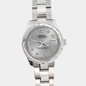 Rolex Custom Silver  Diamonds Stainless Steel Datejust 178240 Automatic Women's Wristwatch 31mm