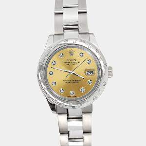 Rolex Custom Champagne  Diamonds Stainless Steel Datejust 178240 Automatic Women's Wristwatch 31mm