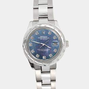 Rolex Custom Black   Diamonds Stainless Steel Datejust 178240 Automatic Women's Wristwatch 31mm