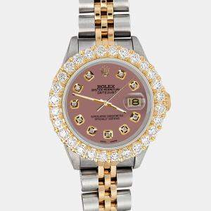Rolex Custom Salmon 1.96ct Diamonds 18K Yellow Gold Stainless Steel Datejust  Automatic Women's Wristwatch 26mm