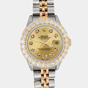 Rolex Custom Champagne 1.96ct Diamonds 18K Yellow Gold Stainless Steel Datejust  Automatic Women's Wristwatch 26mm