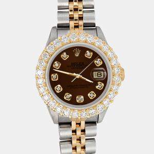 Rolex Custom Chocolate  1.96ct Diamonds 18K Yellow Gold Stainless Steel Datejust  Automatic Women's Wristwatch 26mm